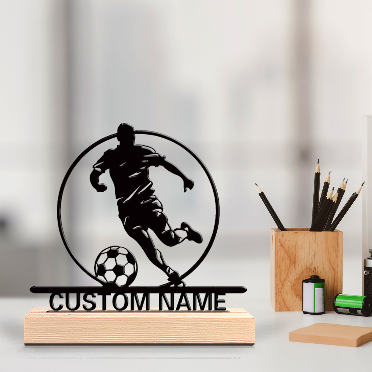 Desktop Laser Engraver - Patung Logam Pemain Sepak Bola Custom